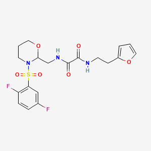 molecular formula C19H21F2N3O6S B2712582 N1-((3-((2,5-difluorophenyl)sulfonyl)-1,3-oxazinan-2-yl)methyl)-N2-(2-(furan-2-yl)ethyl)oxalamide CAS No. 872976-73-3