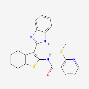 molecular formula C22H20N4OS2 B2712583 N-[3-(1H-benzimidazol-2-yl)-4,5,6,7-tetrahydro-1-benzothiophen-2-yl]-2-methylsulfanylpyridine-3-carboxamide CAS No. 785821-21-8