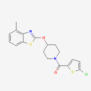 molecular formula C18H17ClN2O2S2 B2712601 (5-Chlorothiophen-2-yl)(4-((4-methylbenzo[d]thiazol-2-yl)oxy)piperidin-1-yl)methanone CAS No. 1286713-74-3