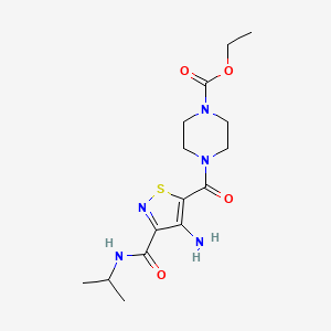 molecular formula C15H23N5O4S B2712608 Ethyl 4-(4-amino-3-(isopropylcarbamoyl)isothiazole-5-carbonyl)piperazine-1-carboxylate CAS No. 1286727-97-6