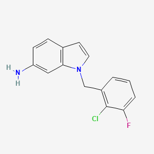 molecular formula C15H12ClFN2 B2712613 1-[(2-氯-3-氟苯基)甲基]吲哚-6-胺 CAS No. 1708396-71-7