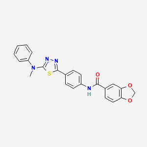 molecular formula C23H18N4O3S B2712616 N-(4-(5-(methyl(phenyl)amino)-1,3,4-thiadiazol-2-yl)phenyl)benzo[d][1,3]dioxole-5-carboxamide CAS No. 1021023-63-1
