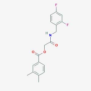 molecular formula C18H17F2NO3 B2712623 2-((2,4-Difluorobenzyl)amino)-2-oxoethyl 3,4-dimethylbenzoate CAS No. 1242006-72-9