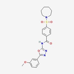 molecular formula C22H24N4O5S B2712629 4-(氮杂庚烷-1-基磺酰基)-N-(5-(3-甲氧基苯基)-1,3,4-噁二唑-2-基)苯甲酰胺 CAS No. 533870-02-9