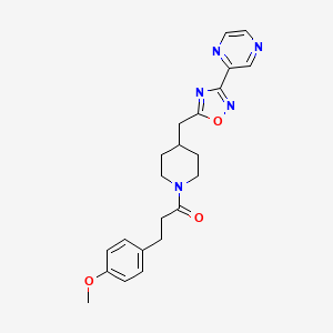 molecular formula C22H25N5O3 B2712631 2-[5-({1-[3-(4-甲氧基苯基)丙酰]哌啶-4-基}甲基)-1,2,4-噁二唑-3-基]吡嗪 CAS No. 1775377-00-8