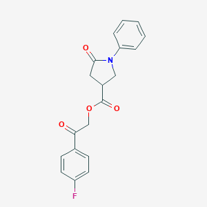 molecular formula C19H16FNO4 B271264 2-(4-Fluorophenyl)-2-oxoethyl 5-oxo-1-phenyl-3-pyrrolidinecarboxylate 