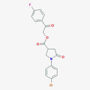 molecular formula C19H15BrFNO4 B271265 2-(4-Fluorophenyl)-2-oxoethyl 1-(4-bromophenyl)-5-oxopyrrolidine-3-carboxylate 
