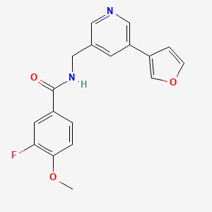molecular formula C18H15FN2O3 B2712657 3-fluoro-N-((5-(furan-3-yl)pyridin-3-yl)methyl)-4-methoxybenzamide CAS No. 2034498-34-3