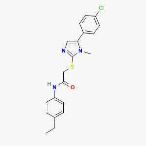 molecular formula C20H20ClN3OS B2712660 2-((5-(4-氯苯基)-1-甲基-1H-咪唑-2-基)硫)-N-(4-乙基苯基)乙酰胺 CAS No. 932460-27-0