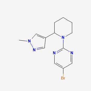 molecular formula C13H16BrN5 B2712673 5-Bromo-2-[2-(1-methylpyrazol-4-yl)piperidin-1-yl]pyrimidine CAS No. 2380172-31-4