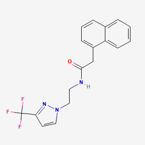 molecular formula C18H16F3N3O B2712677 2-(naphthalen-1-yl)-N-(2-(3-(trifluoromethyl)-1H-pyrazol-1-yl)ethyl)acetamide CAS No. 1448071-88-2