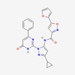 N-(3-cyclopropyl-1-(6-oxo-4-phenyl-1,6-dihydropyrimidin-2-yl)-1H-pyrazol-5-yl)-5-(furan-2-yl)isoxazole-3-carboxamide