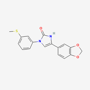 molecular formula C17H14N2O3S B2712681 5-(1,3-苯并二氧杂环[5-yl])-3-[3-(甲硫基)苯基]-1H-咪唑-2-酮 CAS No. 687583-58-0