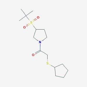 molecular formula C15H27NO3S2 B2712685 1-(3-(Tert-butylsulfonyl)pyrrolidin-1-yl)-2-(cyclopentylthio)ethanone CAS No. 1797781-89-5