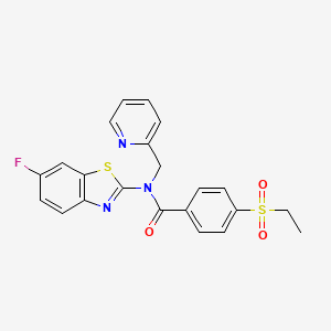 molecular formula C22H18FN3O3S2 B2712691 4-(乙基磺酰)-N-(6-氟苯并[d]噻唑-2-基)-N-(吡啶-2-基甲基)苯甲酰胺 CAS No. 886938-56-3