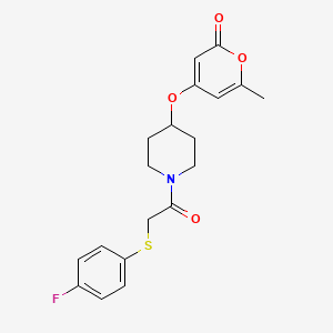 4-((1-(2-((4-fluorophenyl)thio)acetyl)piperidin-4-yl)oxy)-6-methyl-2H-pyran-2-one