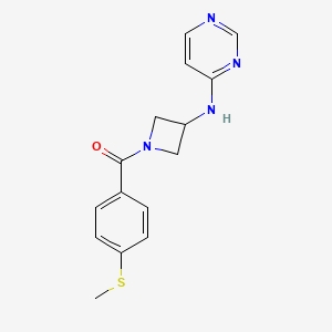 molecular formula C15H16N4OS B2712693 (4-(Methylthio)phenyl)(3-(pyrimidin-4-ylamino)azetidin-1-yl)methanone CAS No. 2097909-31-2
