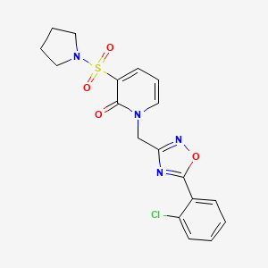 molecular formula C18H17ClN4O4S B2712694 1-((5-(2-chlorophenyl)-1,2,4-oxadiazol-3-yl)methyl)-3-(pyrrolidin-1-ylsulfonyl)pyridin-2(1H)-one CAS No. 1396758-02-3