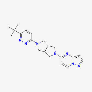 molecular formula C20H25N7 B2712696 5-[2-(6-Tert-butylpyridazin-3-yl)-1,3,3a,4,6,6a-hexahydropyrrolo[3,4-c]pyrrol-5-yl]pyrazolo[1,5-a]pyrimidine CAS No. 2415503-64-7