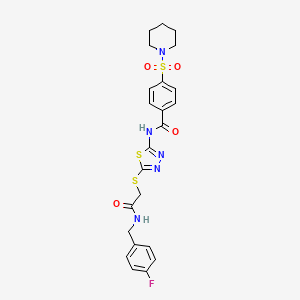 N-(5-((2-((4-fluorobenzyl)amino)-2-oxoethyl)thio)-1,3,4-thiadiazol-2-yl)-4-(piperidin-1-ylsulfonyl)benzamide