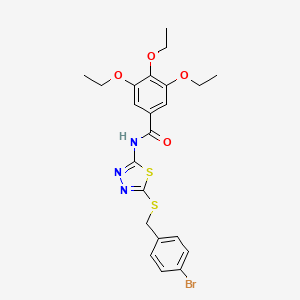molecular formula C22H24BrN3O4S2 B2712704 N-(5-((4-bromobenzyl)thio)-1,3,4-thiadiazol-2-yl)-3,4,5-triethoxybenzamide CAS No. 392303-05-8