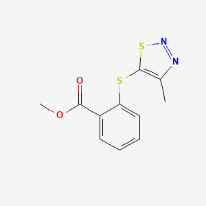 molecular formula C11H10N2O2S2 B2712706 甲基-2-[(4-甲基-1,2,3-噻二唑-5-基)硫代基]苯甲酸甲酯 CAS No. 338978-70-4