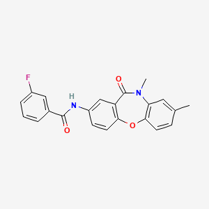 molecular formula C22H17FN2O3 B2712712 N-(8,10-dimethyl-11-oxo-10,11-dihydrodibenzo[b,f][1,4]oxazepin-2-yl)-3-fluorobenzamide CAS No. 922009-32-3