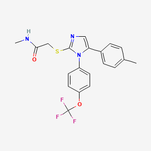 molecular formula C20H18F3N3O2S B2712726 N-methyl-2-((5-(p-tolyl)-1-(4-(trifluoromethoxy)phenyl)-1H-imidazol-2-yl)thio)acetamide CAS No. 1226442-14-3