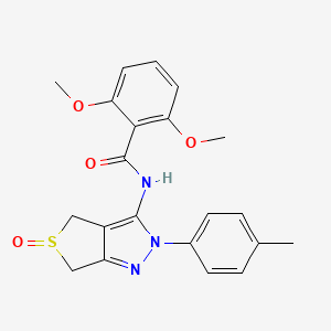 molecular formula C21H21N3O4S B2712732 2,6-dimethoxy-N-(5-oxido-2-(p-tolyl)-4,6-dihydro-2H-thieno[3,4-c]pyrazol-3-yl)benzamide CAS No. 958717-24-3