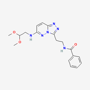 molecular formula C18H22N6O3 B2712751 N-[2-[6-(2,2-dimethoxyethylamino)-[1,2,4]triazolo[4,3-b]pyridazin-3-yl]ethyl]benzamide CAS No. 873002-48-3