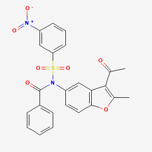 molecular formula C24H18N2O7S B2712758 N-(3-acetyl-2-methylbenzofuran-5-yl)-N-((3-nitrophenyl)sulfonyl)benzamide CAS No. 420844-42-4