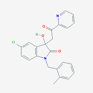 molecular formula C23H19ClN2O3 B271276 5-chloro-3-hydroxy-1-(2-methylbenzyl)-3-[2-oxo-2-(pyridin-2-yl)ethyl]-1,3-dihydro-2H-indol-2-one 