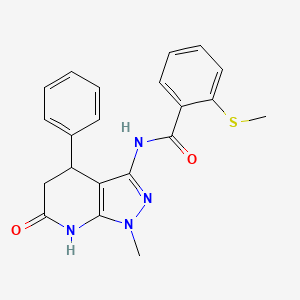 molecular formula C21H20N4O2S B2712764 N-(1-甲基-6-氧代-4-苯基-4,5,6,7-四氢-1H-吡唑并[3,4-b]吡啶-3-基)-2-(甲硫基)苯甲酰胺 CAS No. 1171746-61-4