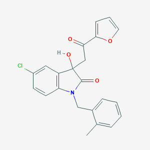molecular formula C22H18ClNO4 B271277 5-chloro-3-[2-(2-furyl)-2-oxoethyl]-3-hydroxy-1-(2-methylbenzyl)-1,3-dihydro-2H-indol-2-one 