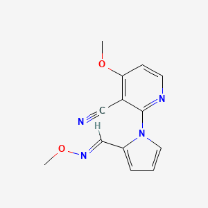 molecular formula C13H12N4O2 B2712771 4-methoxy-2-{2-[(methoxyimino)methyl]-1H-pyrrol-1-yl}nicotinonitrile CAS No. 338411-87-3