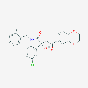 molecular formula C26H22ClNO5 B271278 5-chloro-3-[2-(2,3-dihydro-1,4-benzodioxin-6-yl)-2-oxoethyl]-3-hydroxy-1-(2-methylbenzyl)-1,3-dihydro-2H-indol-2-one 