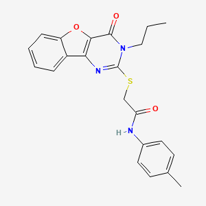 molecular formula C22H21N3O3S B2712783 N-(4-methylphenyl)-2-[(4-oxo-3-propyl-[1]benzofuro[3,2-d]pyrimidin-2-yl)sulfanyl]acetamide CAS No. 899961-39-8