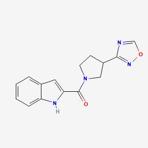 molecular formula C15H14N4O2 B2712791 (3-(1,2,4-oxadiazol-3-yl)pyrrolidin-1-yl)(1H-indol-2-yl)methanone CAS No. 2034275-92-6