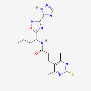 3-[4,6-dimethyl-2-(methylsulfanyl)pyrimidin-5-yl]-N-{3-methyl-1-[3-(4H-1,2,4-triazol-3-yl)-1,2,4-oxadiazol-5-yl]butyl}propanamide