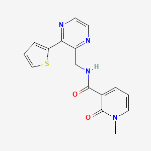 molecular formula C16H14N4O2S B2712808 1-methyl-2-oxo-N-((3-(thiophen-2-yl)pyrazin-2-yl)methyl)-1,2-dihydropyridine-3-carboxamide CAS No. 2034424-47-8