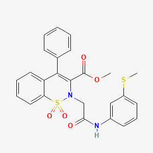 molecular formula C25H22N2O5S2 B2712809 methyl 2-(2-((3-(methylthio)phenyl)amino)-2-oxoethyl)-4-phenyl-2H-benzo[e][1,2]thiazine-3-carboxylate 1,1-dioxide CAS No. 1114658-13-7