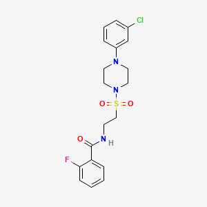 molecular formula C19H21ClFN3O3S B2712810 N-(2-((4-(3-chlorophenyl)piperazin-1-yl)sulfonyl)ethyl)-2-fluorobenzamide CAS No. 897612-94-1
