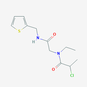 molecular formula C12H17ClN2O2S B2712811 2-Chloro-N-ethyl-N-[2-oxo-2-(thiophen-2-ylmethylamino)ethyl]propanamide CAS No. 2411256-00-1