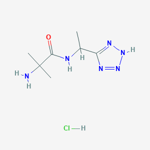 molecular formula C7H15ClN6O B2712813 2-Amino-2-methyl-N-[1-(2H-tetrazol-5-yl)ethyl]propanamide;hydrochloride CAS No. 2418671-79-9