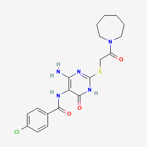 N-(4-amino-2-((2-(azepan-1-yl)-2-oxoethyl)thio)-6-oxo-1,6-dihydropyrimidin-5-yl)-4-chlorobenzamide