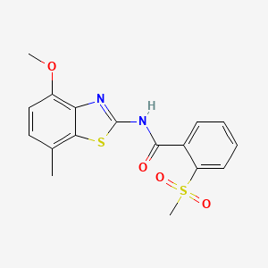 molecular formula C17H16N2O4S2 B2712817 N-(4-甲氧基-7-甲基苯并噻唑-2-基)-2-(甲基磺基)苯甲酰胺 CAS No. 896279-41-7