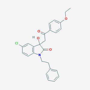 molecular formula C26H24ClNO4 B271282 5-chloro-3-[2-(4-ethoxyphenyl)-2-oxoethyl]-3-hydroxy-1-(2-phenylethyl)-1,3-dihydro-2H-indol-2-one 