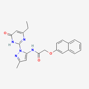 molecular formula C22H21N5O3 B2712825 N-(1-(4-ethyl-6-oxo-1,6-dihydropyrimidin-2-yl)-3-methyl-1H-pyrazol-5-yl)-2-(naphthalen-2-yloxy)acetamide CAS No. 1003964-54-2