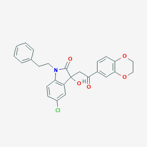 molecular formula C26H22ClNO5 B271283 5-chloro-3-[2-(2,3-dihydro-1,4-benzodioxin-6-yl)-2-oxoethyl]-3-hydroxy-1-(2-phenylethyl)-1,3-dihydro-2H-indol-2-one 