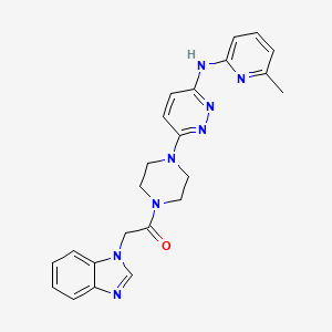 molecular formula C23H24N8O B2712851 2-(1H-苯并[d]咪唑-1-基)-1-(4-(6-((6-甲基吡啶-2-基)氨基)吡啶-3-基)哌嗪-1-基)乙酮 CAS No. 1251609-87-6